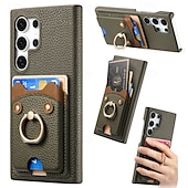 cheap Samsung Cases-Phone Case For Samsung Galaxy S24 S23 S22 S21 Ultra Plus A55 A35 A25 A15 5G A55 5G A14 A34 A54 S20 Plus S20 Ultra A53 A33 A23 A13 A33 Back Cover Ring Holder Card Slot Shockproof Retro PC PU Leather