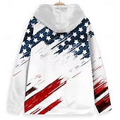 abordables sweats à capuche 3d pour hommes-Homme Drapeau américain américain Sweat à capuche Sweats à Capuche Sweat-shirt Sweat à capuche manche longue Sweat à capuche Capuche Mode 3D effet Blanche Cordon Automne Hiver Designer