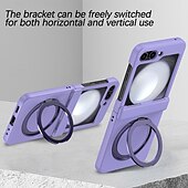 cheap Samsung Cases-Phone Case For Samsung Galaxy Z Flip 6 Z Flip 5 Z Flip 4 Z Flip 3 Back Cover with Stand Holder Magnetic Support Wireless Charging Retro TPU PC