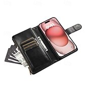 cheap iPhone Cases-Phone Case For iPhone 16 Pro Max Plus iPhone 15 Pro Max Plus iPhone 14 13 12 11 Pro Max Mini SE X XR XS Max 8 7 Plus Back Cover with Stand Holder Zipper with Wrist Strap Retro TPU PU Leather