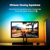 お買い得  スマートライト-スマート モニター バックライト ストリップ、RGBIC アドレス指定可能なドリーム カラー LED ストリップ ライトは、コンピューターとテレビの画面表示と同期します。カラフルな e スポーツ アンビエント照明、ゲーム体験を向上させる 30 個の LED ビーズ/メートル