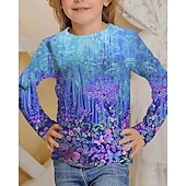 billiga Flickans 3D-djur-Påsk Flickor 3D Blommig Grafisk Fjäril T-shirt Långärmad Vår Höst Mode Grundläggande Barn 4-12 år Rund hals Utomhus Ledigt Dagligen Normal