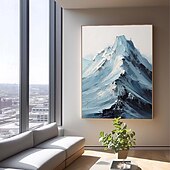 abordables Peintures paysages-peinture enneigée bleue et blanche peinture de montagne faite à la main œuvre d&#039;art texturée épaisse peinture à l&#039;huile couteau à palette peint à la main peinture de montagne peintures à l&#039;huile 3D