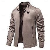 cheap Men&#039;s Jackets &amp; Coats-Men&#039;s Casual Jacket Suede Jacket Casual Daily Windbreaker Sexy Fall &amp; Winter Solid / Plain Color Casual Collarless Regular Black Yellow Green Gray Jacket