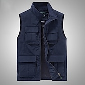 preiswerte Men&#039;s Vest-Herren Weste Angelweste Weste für Wanderer Täglich Verabredung Urlaub Modisch Brautkleider schlicht Frühling Sommer Gitter Tasche Polyester Atmungsaktiv Komfortabel Glatt Reisverschluss Ständer