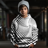 billiga Pojkens 3D Vision &amp; Geometri-Pojkar 3D Grafisk Geometrisk Huvtröja Långärmad Vår Höst Mode Streetwear Barn 4-12 år Huva Utomhus Ledigt Dagligen Normal