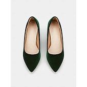 preiswerte Halbformell-Elegante Pumps aus grünem Samt mit Blockabsatz für Damen – spitze Abendschuhe fürs Büro, Partys und formelle Anlässe