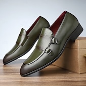 Χαμηλού Κόστους Ημιεπίσημο-ανδρικά loafers από ψεύτικο δέρμα με σχέδιο κροκόδειλου με λεπτομέρεια με διπλή αγκράφα - κομψά παπούτσια για επίσημες περιστάσεις και επαγγελματικές συναντήσεις