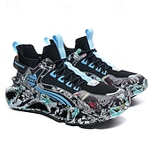 economico Sneakers Casual-sneakers alte da uomo con motivo graffiti – scarpe sportive streetwear colorate con chiusura con lacci, tomaia in mesh traspirante per abbigliamento casual e sportivo