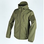 preiswerte Herrenjacken &amp; Herrenmäntel-Herren Soft Shell Jacke Hoodie Jacke Wanderjacke Taktische Jacke Täglich Urlaub Windundurchlässig warm halten Tasche Herbst Winter Glatt Modisch Klassisch Mit Kapuze Standard Kamel Schwarz Khaki