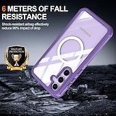 cheap Samsung Cases-Phone Case For S24 FE S25 Ultra Back Cover Magnetic Support Wireless Charging Shockproof Retro TPU Acrylic
