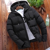 abordables Plumas y parkas de hombre-Hombre Abrigo de invierno Chaqueta acolchada Bolsillo Algodón Vacaciones Ropa Cotidiana Cita Regular Moda Casual Cómodo Mantiene abrigado Invierno Color sólido/liso Gris oscuro Vino Negro Azul Marino