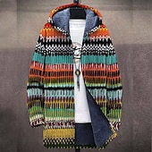 cheap Men&#039;s Print Fleece Jackets-Men&#039;s Abstract Graphic Prints Geometry Winter Coat Fleece Jacket Coat Warm Breathable Comfortable Fashion Streetwear Sport Sports &amp; Outdoor Daily Wear Going out Zipper Pocket Print Fall &amp; Winter