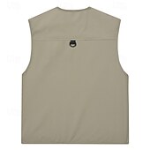 cheap Men&#039;s Vest-Men&#039;s Vest Gilet Fishing Vest Hiking Vest Daily Date Vacation Fashion Casual Spring &amp;  Fall Mesh Pocket Polyester Breathable Comfortable Plain Zipper V Neck Regular Fit Black Yellow Red Navy Blue Vest