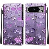 お買い得  その他のスマホケース-電話 ケース 用途 Pixel 8 バックカバー スタンド付き リストストラップ付き カード挿入口 レトロ風 TPU PUレザー