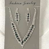 preiswerte Halskette für Damen-Luxuriöses Damen-Set aus Halskette und Ohrringen mit blauem Kristall – eleganter Brautschmuck für Hochzeiten und formelle Anlässe