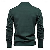 cheap Men&#039;s Pullover Sweater-Mens Quarter Zip Cotton Pullover Sweaters Solid Color Casual Social Knit Mock Neck Polo Sweaters for Men