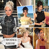 economico Chignon-Chignon Chignon Con clip Capelli sintetici Pezzo di capelli Estensione capelli Riccio Feste Giornaliero Da tutti i giorni Marrone scuro Marrone Biondo scuro