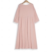 Недорогие Основные искусственные платья-Жен. Платье средней длины Искусственный хлопок и лен Платье прямого кроя Свободное платье Однотонный Классический На каждый день Отпуск Подарок Праздники Свободное облегание Рукав 3/4 Вырез под горло