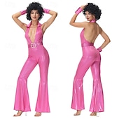 cheap Outfits-Vintage Inspired 1970s Hip Hop Masquerade Sleeveless Disco Solid Color Jumpsuits Halter Neck Women&#039;s Carnival Costume Halloween Carnival Masquerade Casual Daily Party / Cocktail Pride Parade Adults&#039;