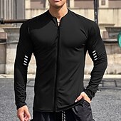 economico T-shirt e Canottiere da Corsa-Per uomo Maglia Atletica Maglia da palestra Camicia fitness Camicia a compressione imbottita Zip intera Manica lunga Maglietta / Maglia Informale Athleisure Autunno Traspirante Asciugatura rapida