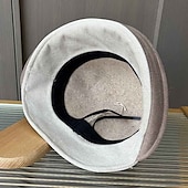 cheap Party Hats-Hats Polyester / Cotton Blend Bowler / Cloche Hat Bucket Hat Fedora Hat Valentine&#039;s Day Casual Holiday Ladies Day Elegant Simple Retro With Buttons Pure Color Headpiece Headwear