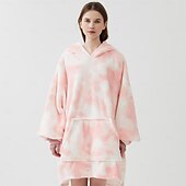 cheap Wearable Blanket-Wearable Blanket Hoodie for Women Men Kids, Oversized Hooded Blanket, Super Warm Soft Sherpa Blanket Sweatshirt, Peach Tie-Dye