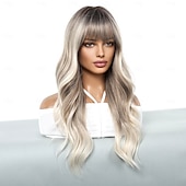 voordelige Synthetische trendy pruiken-Synthetische pruiken Uniformen carrière Kostuums Prinses Gekruld Golvend Middelste stuk Gelaagd kapsel Met pony Machinegemaakt Pruik 61.0 cm Lichtbruin Synthetisch haar Dames Cosplay Feest Modieus