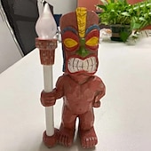 tanie Oświetlenie krajobrazowe-Totem ozdoba zewnętrzna miniaturowa lampa led żywica stojąca trawnik zasilana energią słoneczną figurka ogrodowa tiki prezent ganek realistyczne rzemiosło 1 szt.