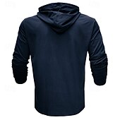 baratos camisetas básicas-Homens Camiseta Moletom Manga Longa Com Capuz Primavera Outono &amp; inverno Côr Sólida Tradicional / Vintage Com Capuz Ao ar livre Casa Desportos e Ar livre Branco Azul Marinha Cinzento Escuro Top Tee