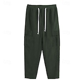 cheap Cargo Pants-Men's Cargo Pants Corduroy Pants Trousers Straight Leg Sweatpants Elastic Waist Drawstring Multi Pocket Plain Wearable Outdoor Daily Camping &amp; Hiking Fashion Classic Black Army Green