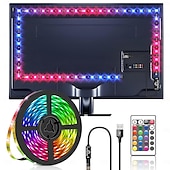 رخيصةأون أضواء شريط USB-شريط إضاءة led rgb ملون 1-4 متر 14-95 بوصة إضاءة خلفية للتلفاز بما في ذلك 24 مفتاح وحدة تحكم بالأشعة تحت الحمراء لشاشة الكمبيوتر وغرفة النوم وغرفة الألعاب والمسرح المنزلي وإضاءة جو