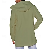 billiga Trenchcoat för män-Herr Peacoat Trenchcoat Dagligen Semester Höst vinter 50% bomull Håller värmen Ytterkläder Kläder Mode Klassisk Slät Ficka Huva Dubbelknäppt
