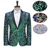 cheap Party Blazer-Men&#039;s Blazer Jacket Tuxedo Party Sparkle Sequin Polka Dot Blazer Black White Green Standard Fit Single Breasted One-button