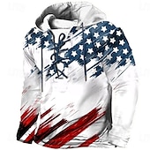 abordables sweats à capuche 3d pour hommes-Homme Drapeau américain américain Sweat à capuche Sweats à Capuche Sweat-shirt Sweat à capuche manche longue Sweat à capuche Capuche Mode 3D effet Blanche Cordon Automne Hiver Designer