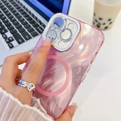 cheap iPhone Cases-Phone Case For iPhone 16 Pro Max Plus iPhone 16 Pro Max iPhone 15 iPhone 15 Pro Max iPhone 14 Pro Max iPhone 13 Pro Max Back Cover Magnetic Support Wireless Charging with Wrist Strap Retro Plating