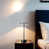 baratos Candeeiros de mesa-Alumínio sem fio lâmpada de mesa led tri-color toque escurecimento recarregável mesa luz noturna led lâmpada de leitura para restaurante hotel bar quarto decoração iluminação 1pc