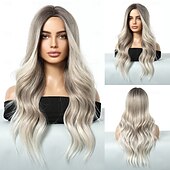 economico Parrucche trendy sintetiche-Parrucche sintetiche Uniformi Costumi di carriera Da principessa Riccio Ondulato Parte di mezzo Taglio scalato A macchina Parrucca 26 pollici Nero e Oro Capelli sintetici Per donna Cosplay Feste Di