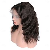 levne Paruky z přírodních vlasů se síťkou ofina-Remy lidské vlasy 13x4 krajka vpředu Paruka Volná část Brazilské vlasy Vlnité Deep Curly Černá Přírodní Paruka 130% 150% 180% Hustota vlasů s dětskými vlasy 100% Panna Bezlepkové Předtržený Pro