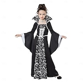levne Zlé čarodějnice-Retro Středověké Plesové Šaty Halloweenské kostýmy Čerodějnice Maškarní kostým Dívčí Valpuržina noc Plesová maškaráda Párty Dětské Šaty