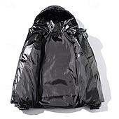 billiga Herrdunjackor och -parkas-Herr Vinterkappa Pufferjacka Vadderad jacka Ficka Polyester Dagliga kläder Datum Semester Normal Mode Ledigt Bekväm Håller värmen Höst vinter Enfärgad / vanlig färg Silver Svart Marinblå Guld