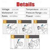 abordables Equipamiento y herramientas para el coche-Monitor de presión de neumáticos inalámbrico para automóvil, sistema de monitoreo de presión de neumáticos TPMS para automóvil, pantalla LCD digital con energía solar, alarma de seguridad para