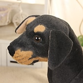 abordables Animaux en Peluche-1pc chien noir simulé jouet en peluche chien simulé mignon chien décoration poupée chien pour amis et animaux de compagnie (10,6 pouces de long)