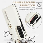 Недорогие Чехлы для Samsung-Чехол для Z Fold 6 Z Fold 5 Z Fold 4 Z Fold 3 с подставкой молнией и кармашком для карт ретро TPU PU кожа