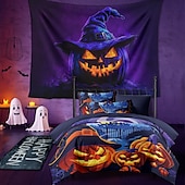 economico arazzi da parete di halloween-decorazioni di halloween arazzo con luce nera uv reattivo fosforescente festa fosforescente casa stregata psichedelico trippy nebbioso arazzo appeso arte murale per soggiorno camera da letto fantasma