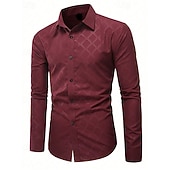 economico camicie da uomo no stiro-Per uomo Camicia Camicia elegante Camicia con Bottoni Plaid Matrimonio Feste Rosso Verde Grigio Manica Lunga Bavero Primavera &amp; Autunno Abbigliamento