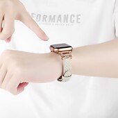 billiga Apple Watch-band-Läderband Kompatibel med Apple Watch klockband 38mm 40mm 41mm 42mm 44mm 45mm 49mm Elastisk Bling Diamond Fjärilsspänne Äkta Läder Strass Ersättningsurband för iwatch Ultra 2 Series 9 8 7 SE 6 5 4 3 2