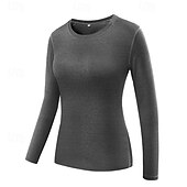 abordables T-shirts et Débardeurs de Course-Femmes T-shirt de compression T-shirt athlétique T-shirt de Gym T-shirt de Fitness manche longue T-shirt Occasionnel Athleisure Automne Couleur Unie Séchage Rapide Doux Respirant Entraînement en