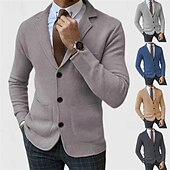 preiswerte Herrenjacken &amp; Herrenmäntel-Herren Leichte Jacke Freizeitjacke Blazer Sakko Täglich Urlaub Weich Tasche Herbst Winter Glatt Modisch Klassisch Kargen Standard Schwarz Blau Khaki Hellgrau Armeegrün Jacken