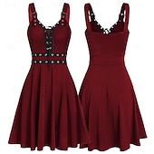 ieftine gotic-Punk și gotic Rochie de Cocktail Rochie de epoca Rochii Mascaradă Fata Goth Pentru femei Halloween Carnaval Mascaradă Halloween Bal Festival Adulți Rochie